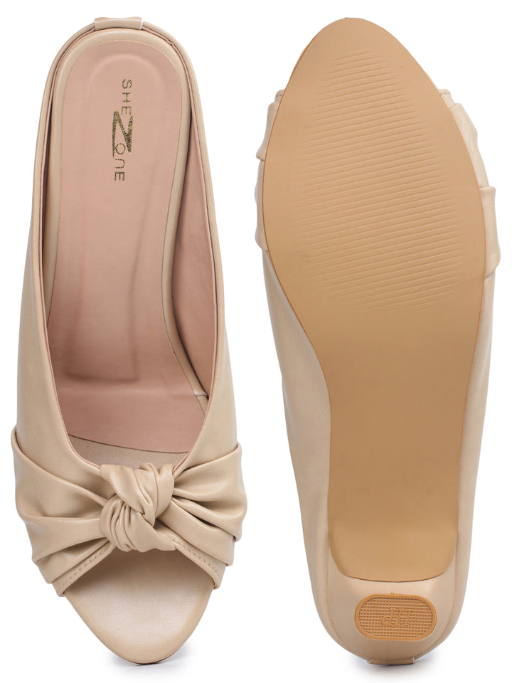 Shezone Beige Women Heels