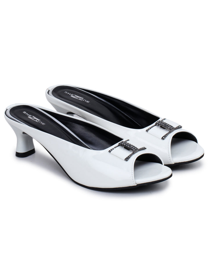 Shezone White Women Heels