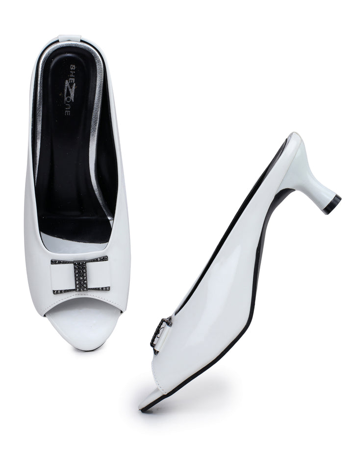 Shezone White Women Heels