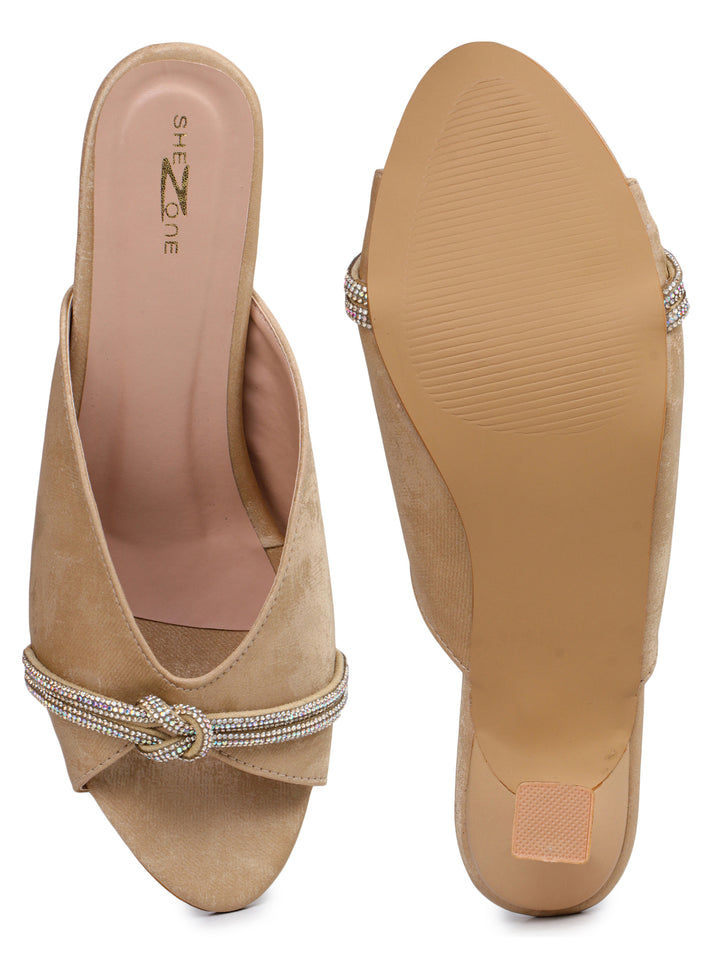 Shezone Beige Women Heels
