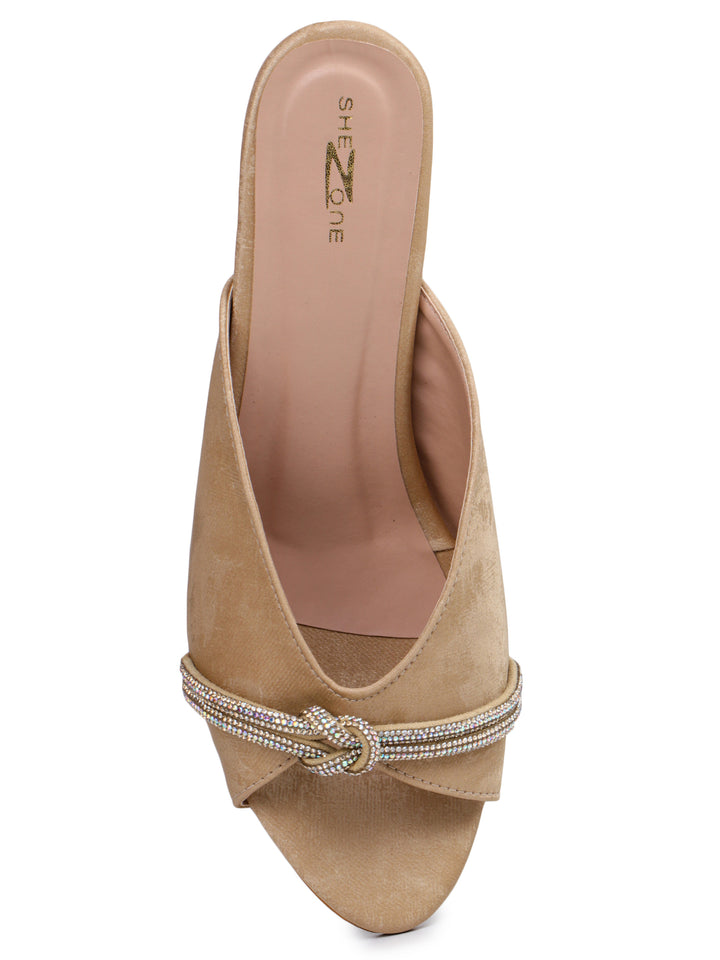 Shezone Beige Women Heels