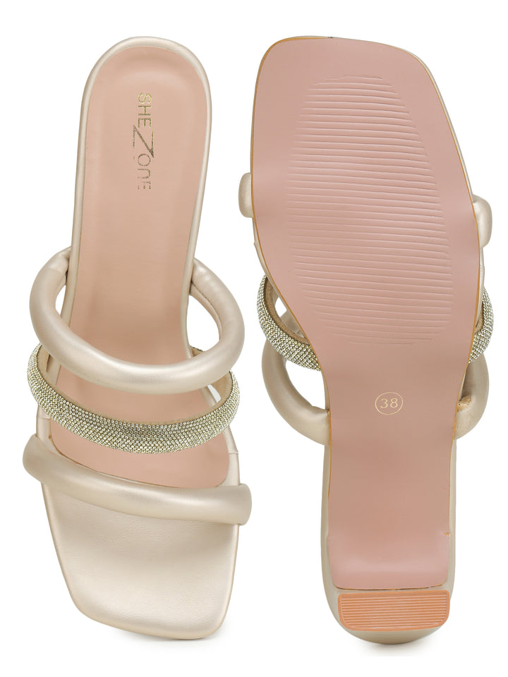 Shezone Gold Women Heels