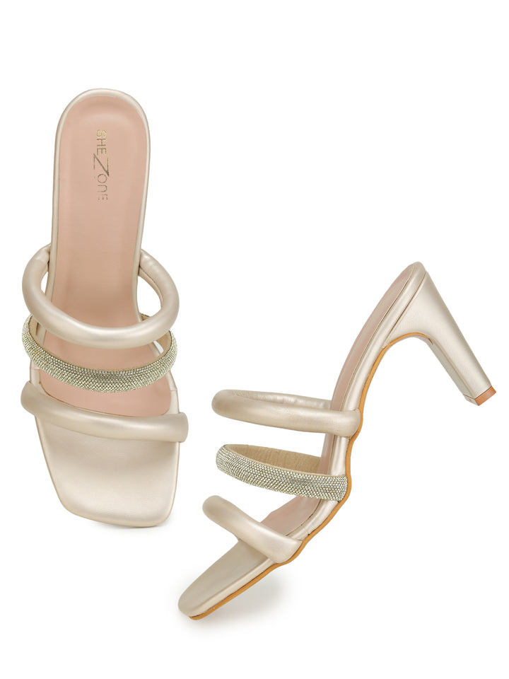 Shezone Gold Women Heels
