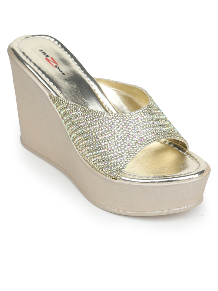Shezone Golden Women Heels