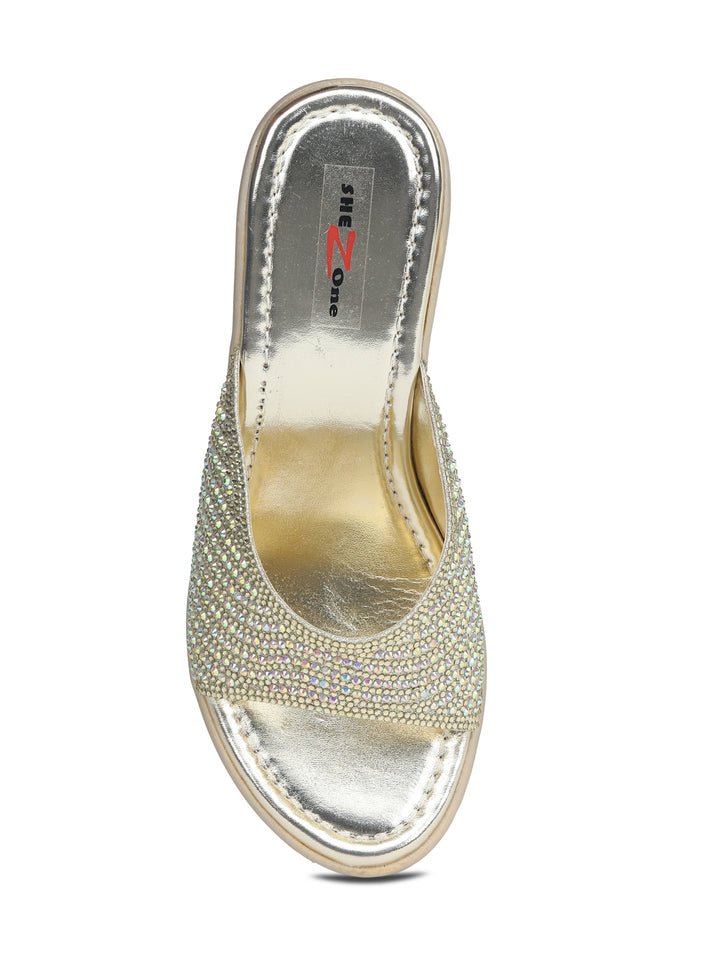 Shezone Golden Women Heels