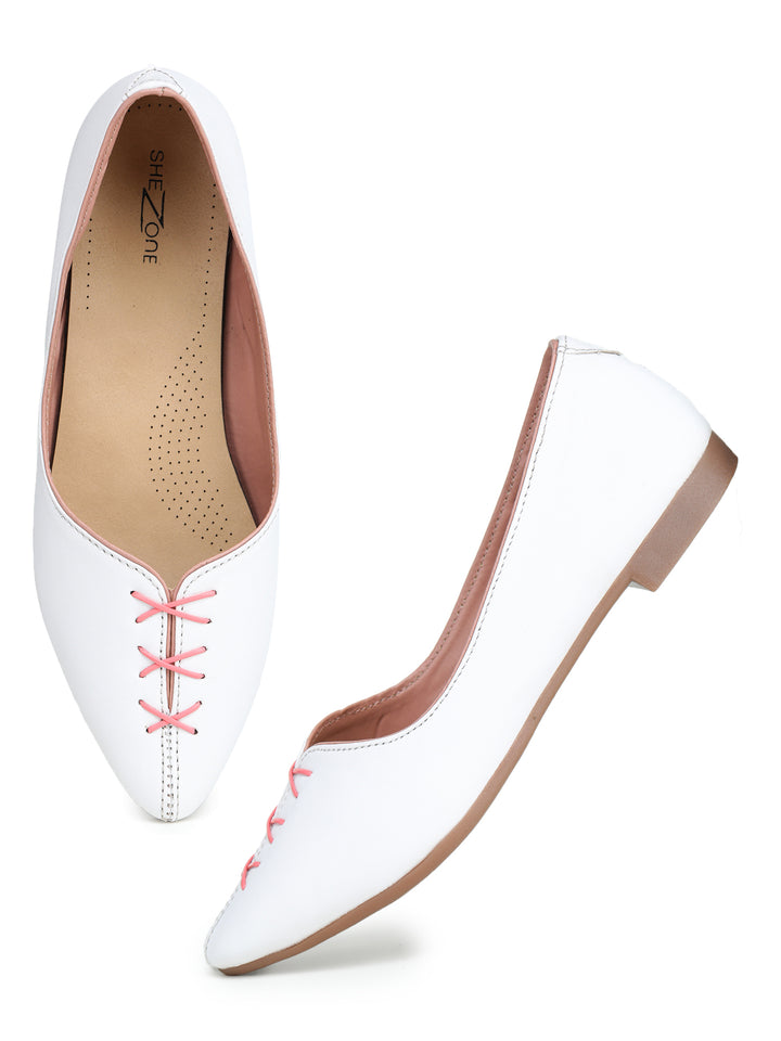 Shezone White Women Flats