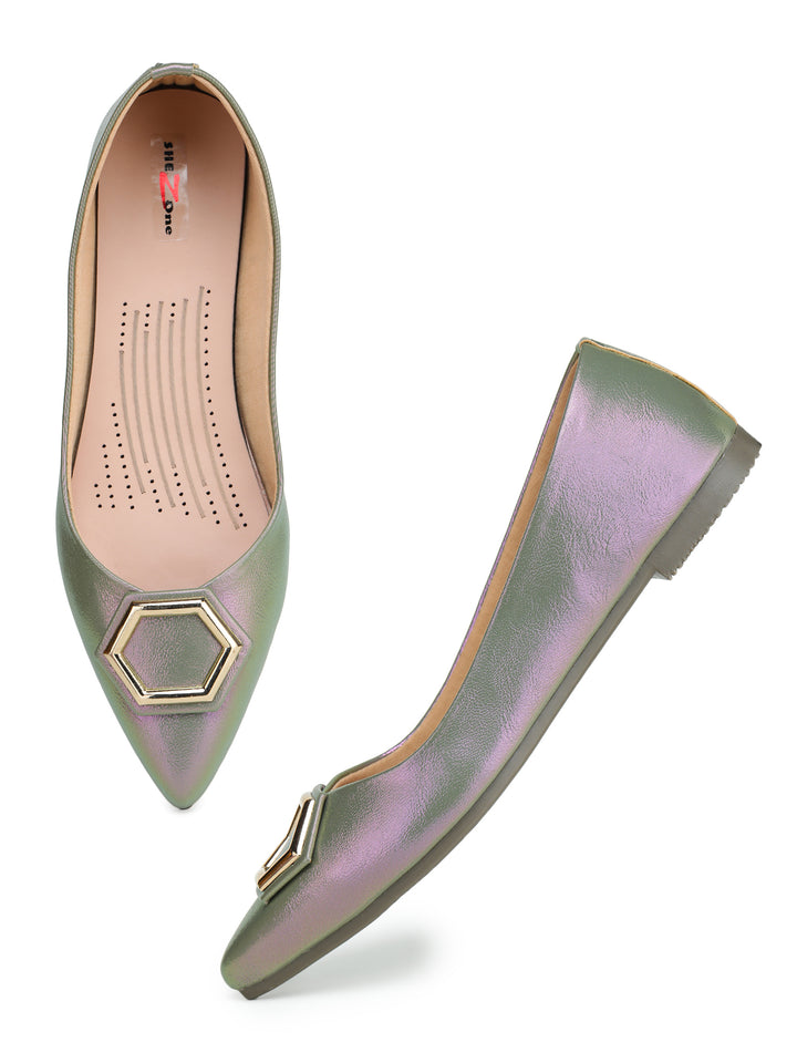 Shezone Green Women Flats