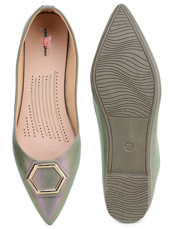 Shezone Green Women Flats