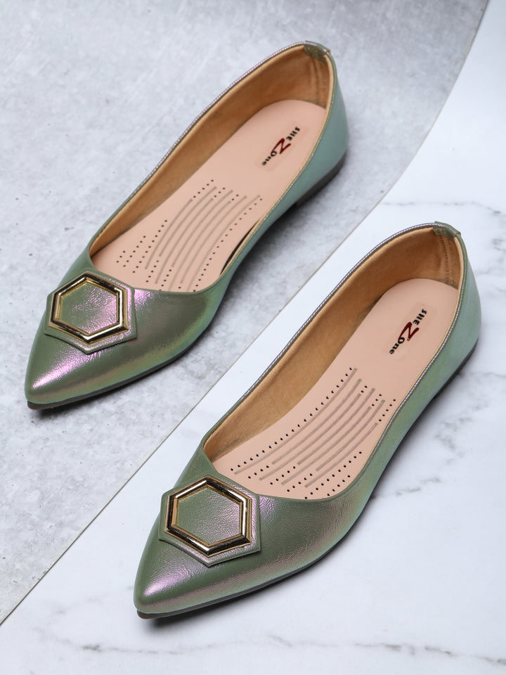 Shezone Green Women Flats