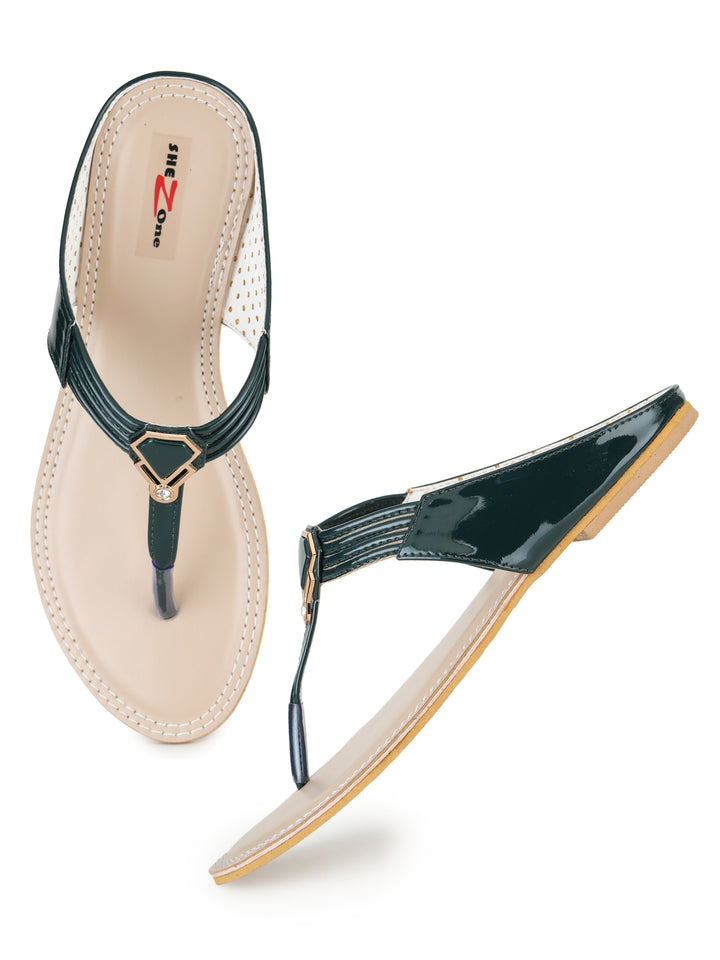 Shezone Green Women Flats