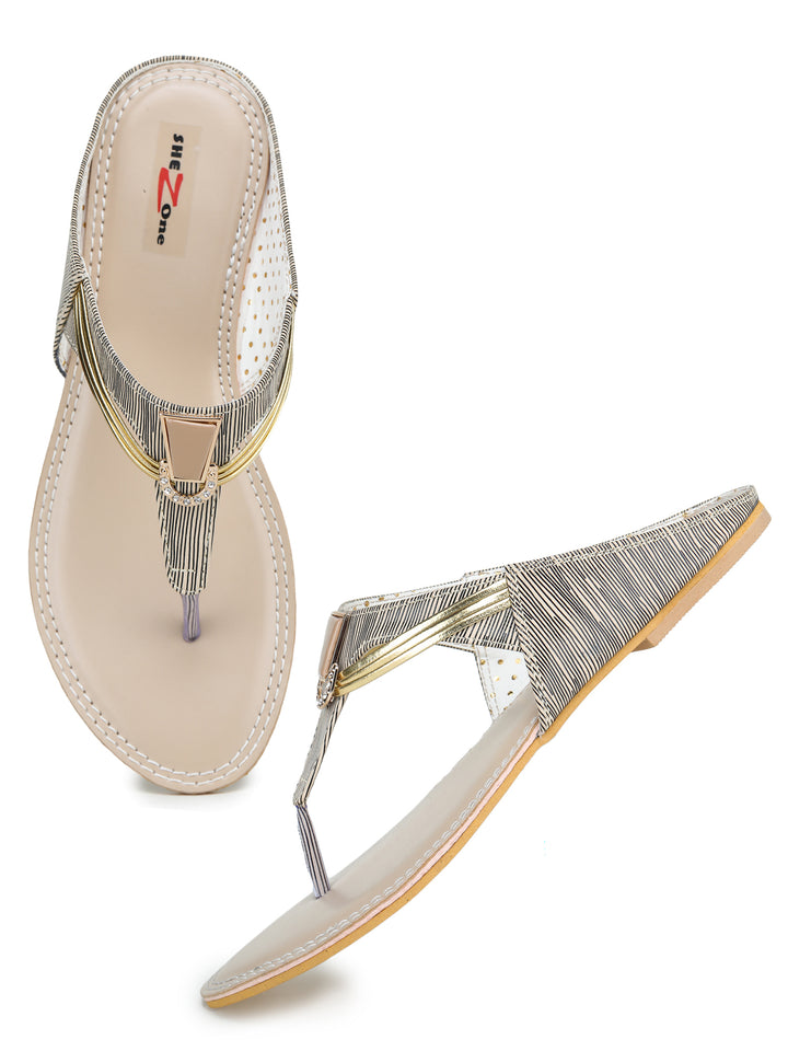 Shezone Cream Women Flats