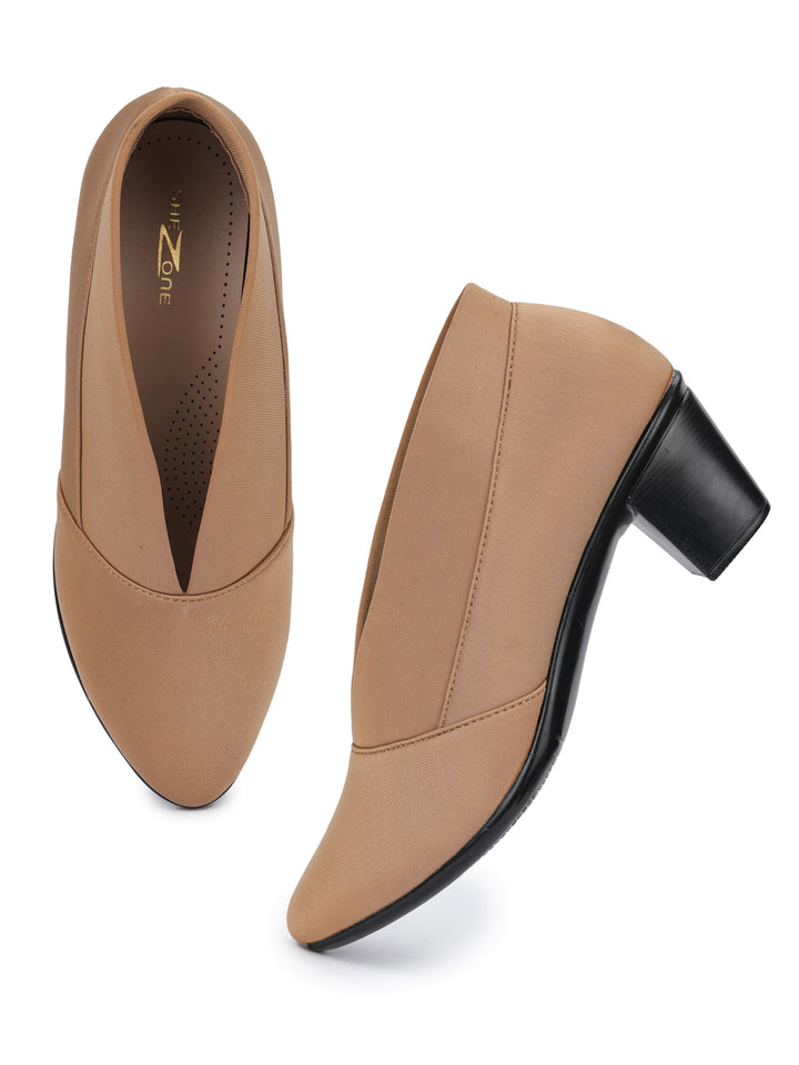 Shezone Beige Women Heels