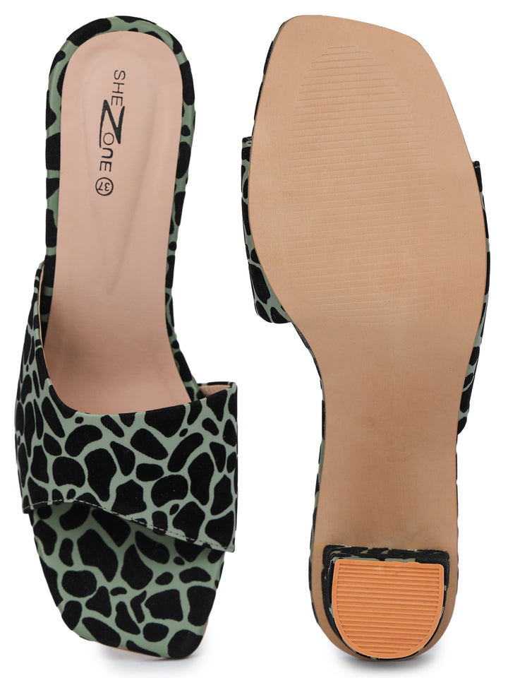 Shezone Green Women Heels