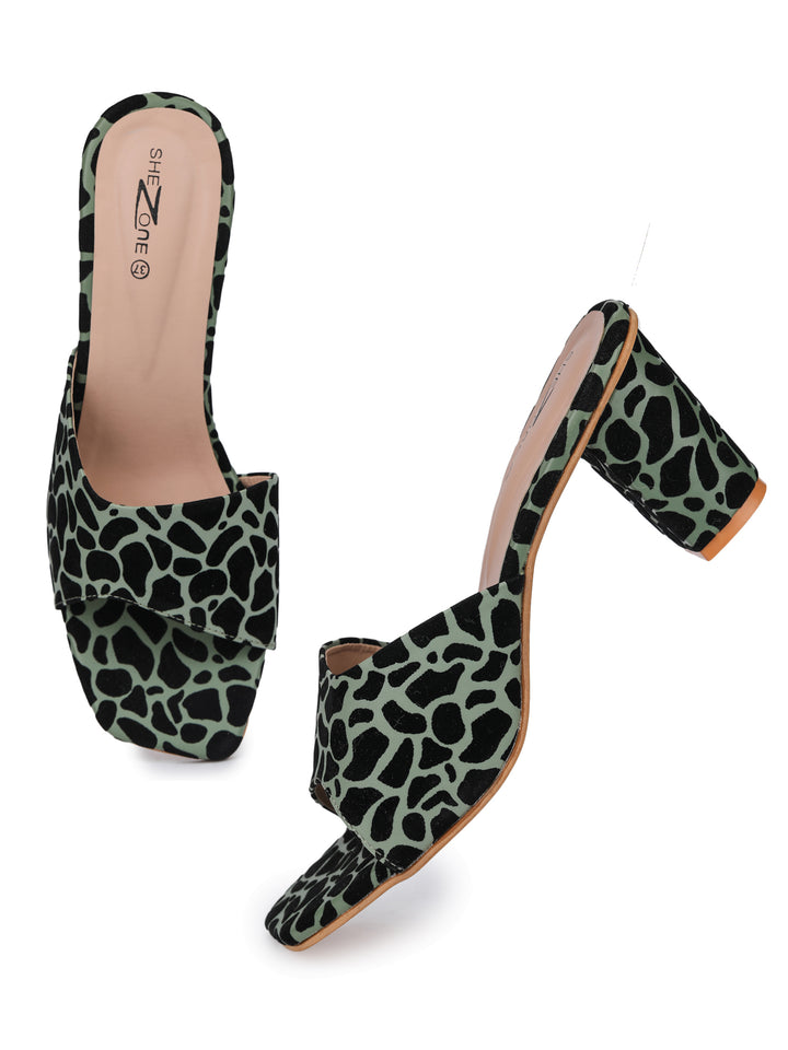Shezone Green Women Heels