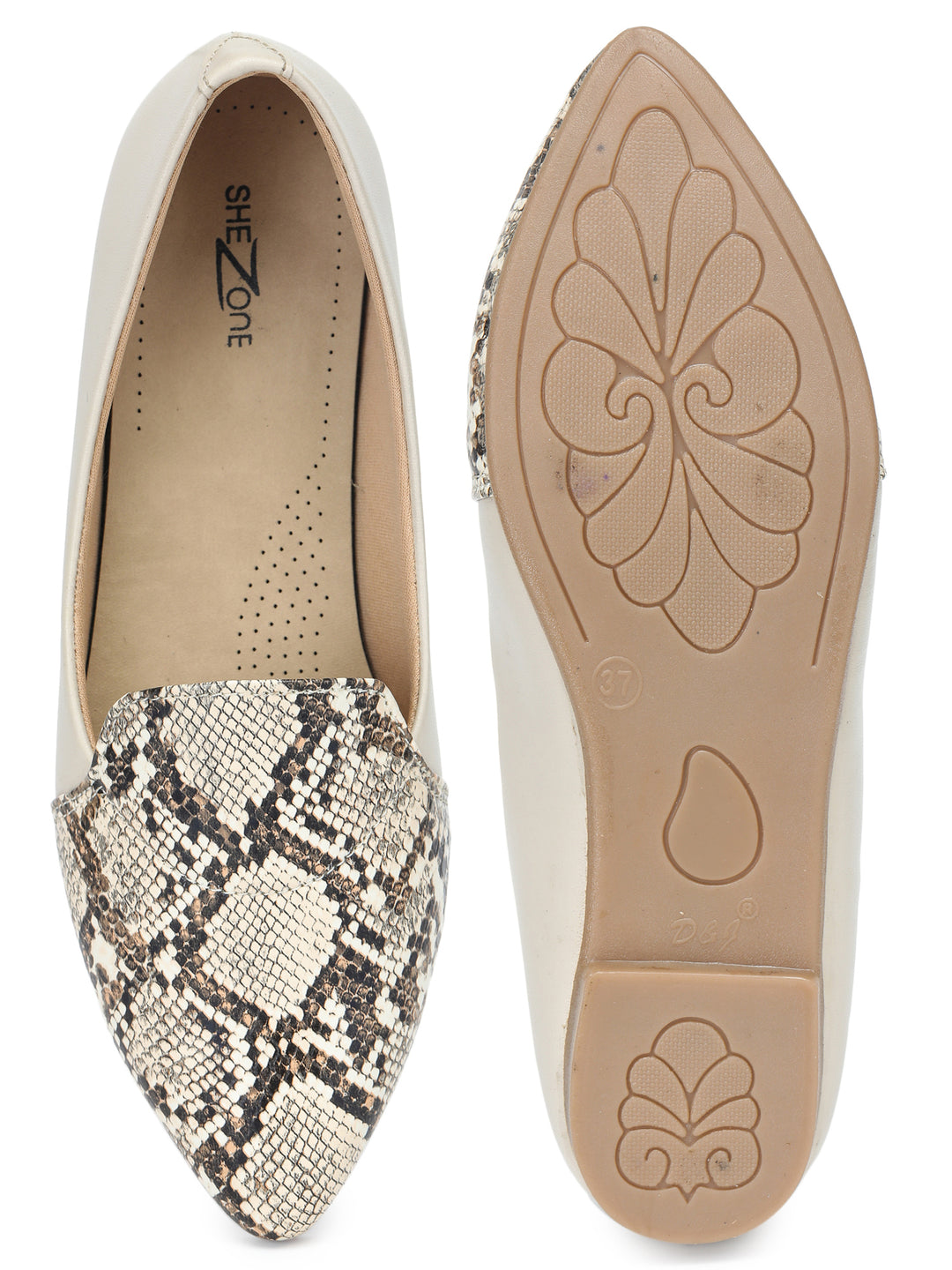 Shezone Women Cream Flats
