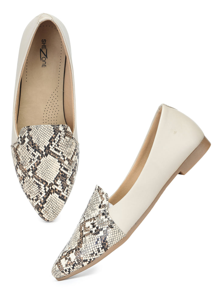 Shezone Women Cream Flats