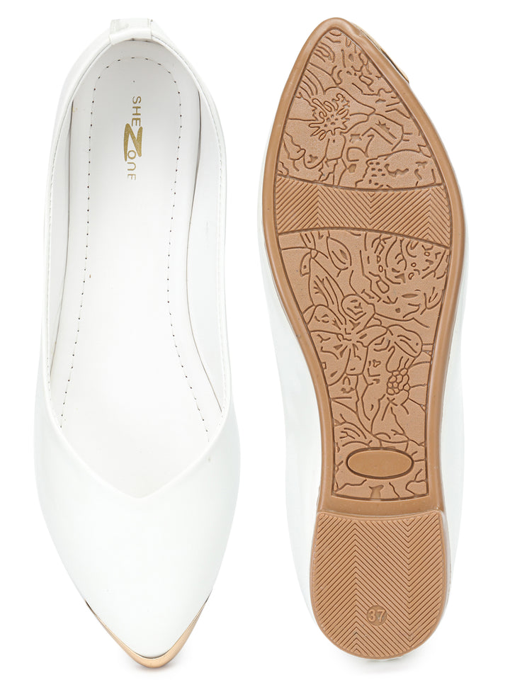 Shezone Women White Flats