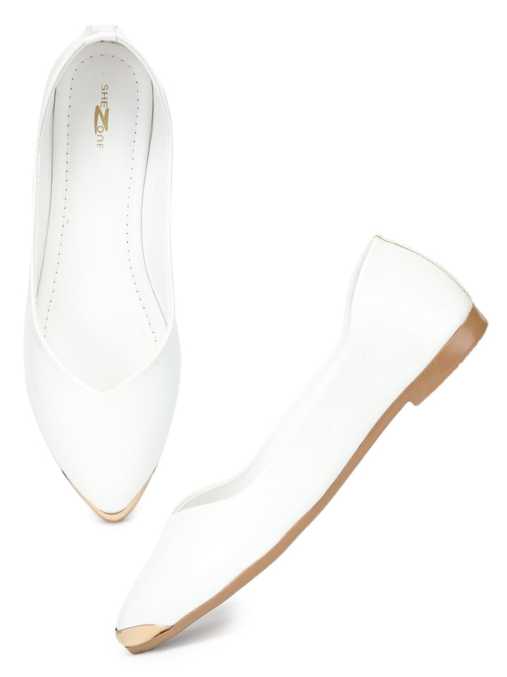 Shezone Women White Flats