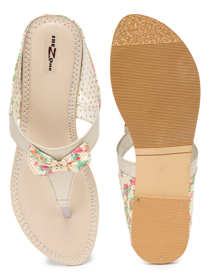 Shezone Women Cream Flats