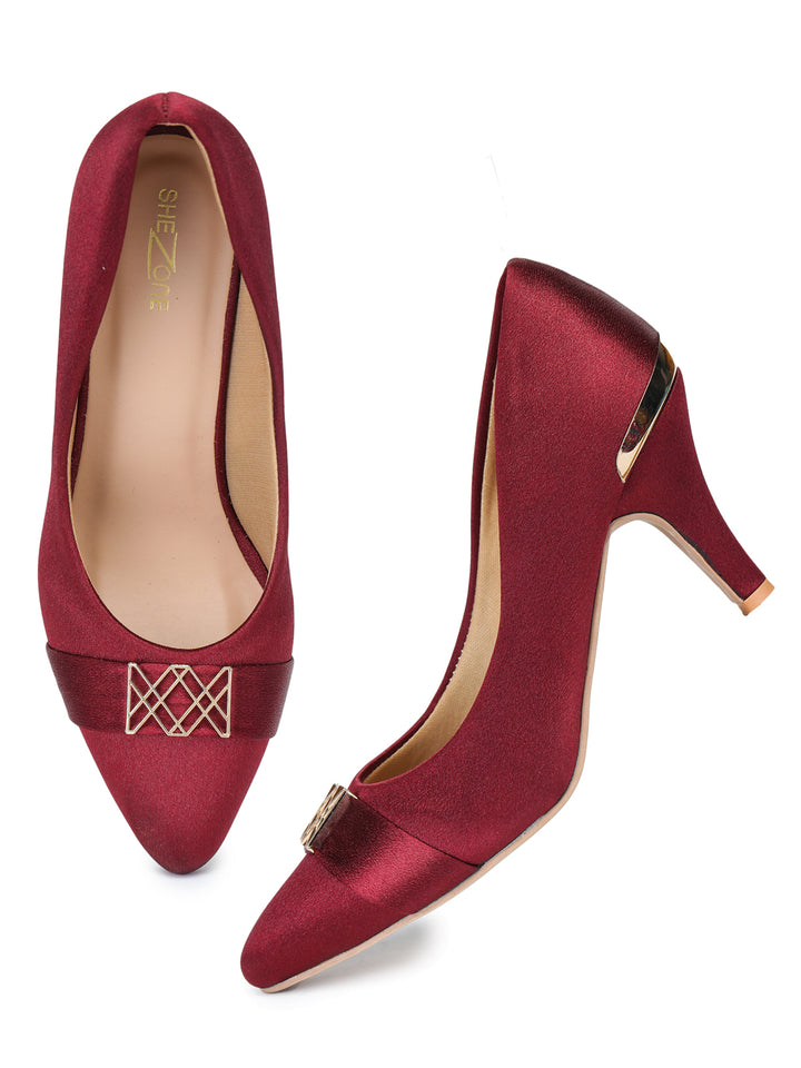 Shezone Women Maroon Heels