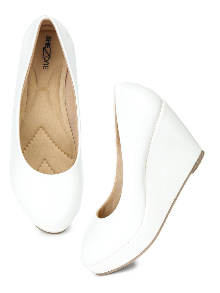 Shezone Women White Heels