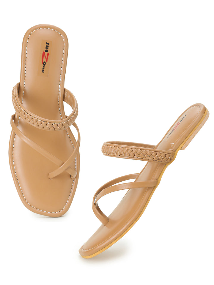 Shezone Beige Women Flats