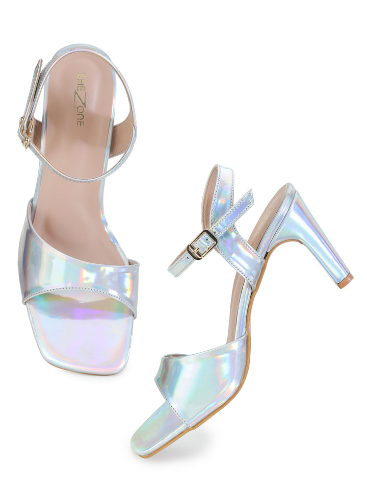 Shezone Silver Women Heels
