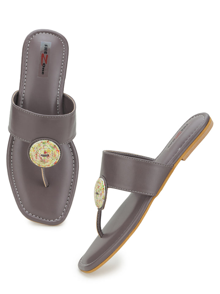 Shezone Grey Women Flats