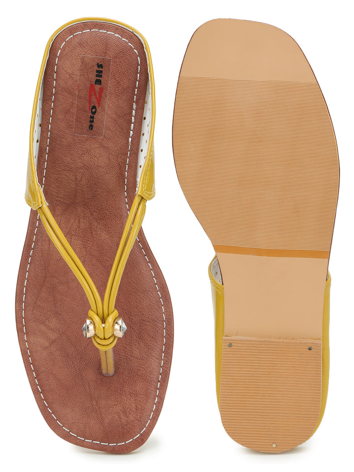 Shezone Mustard Women Flats