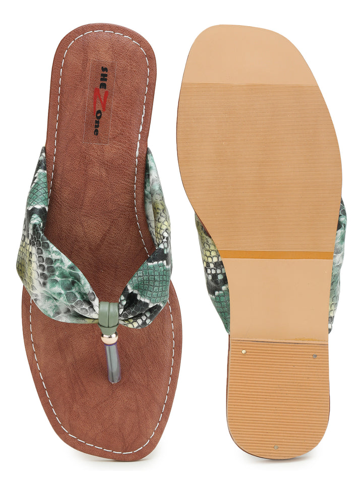 Shezone Green Women Flats
