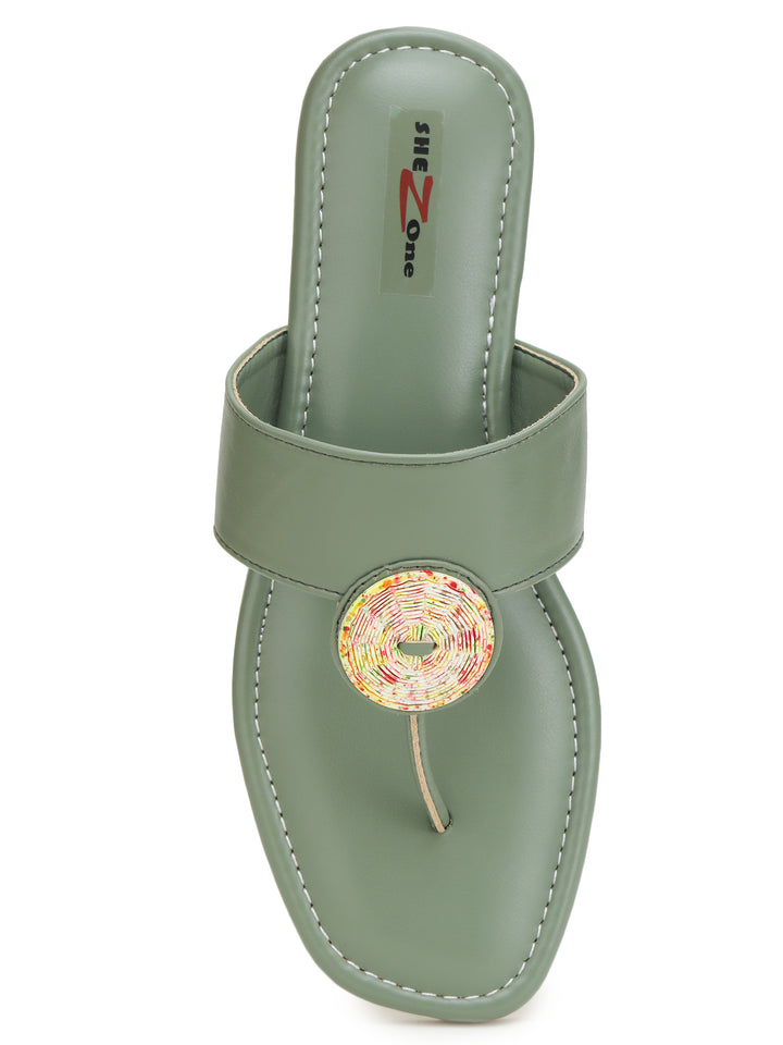 Shezone Green Women Flats