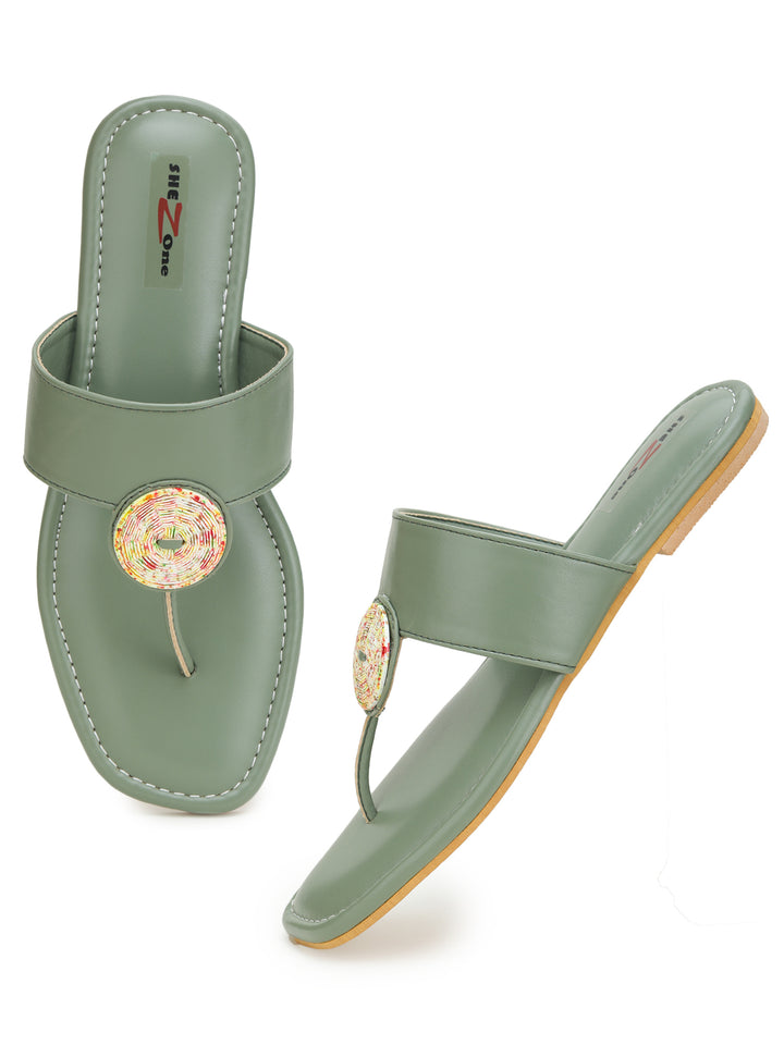 Shezone Green Women Flats