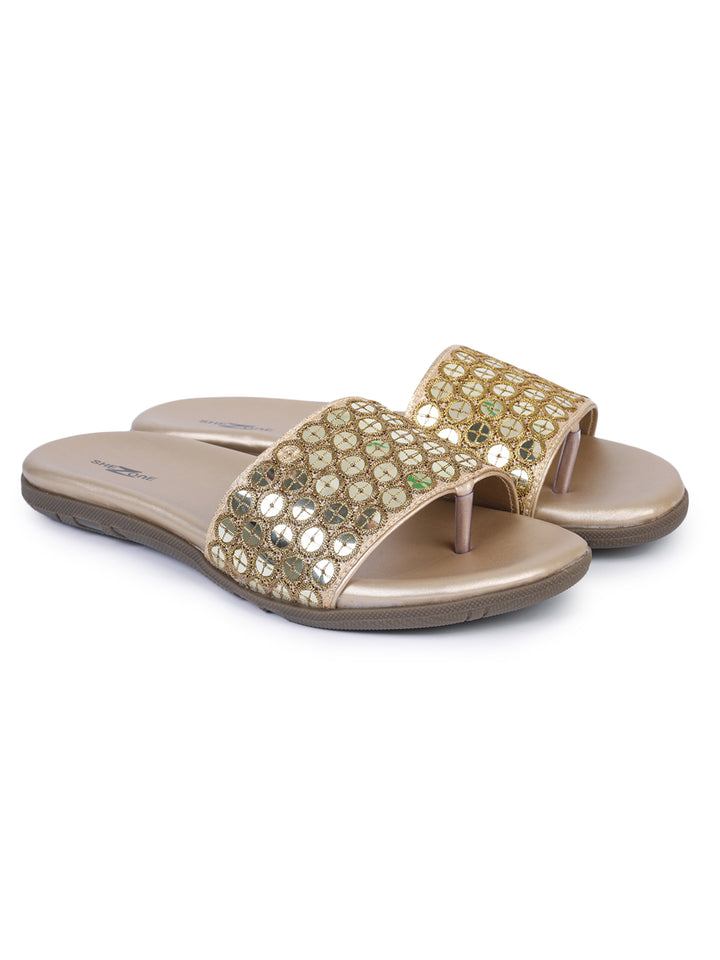 Shezone Gold Women Flats