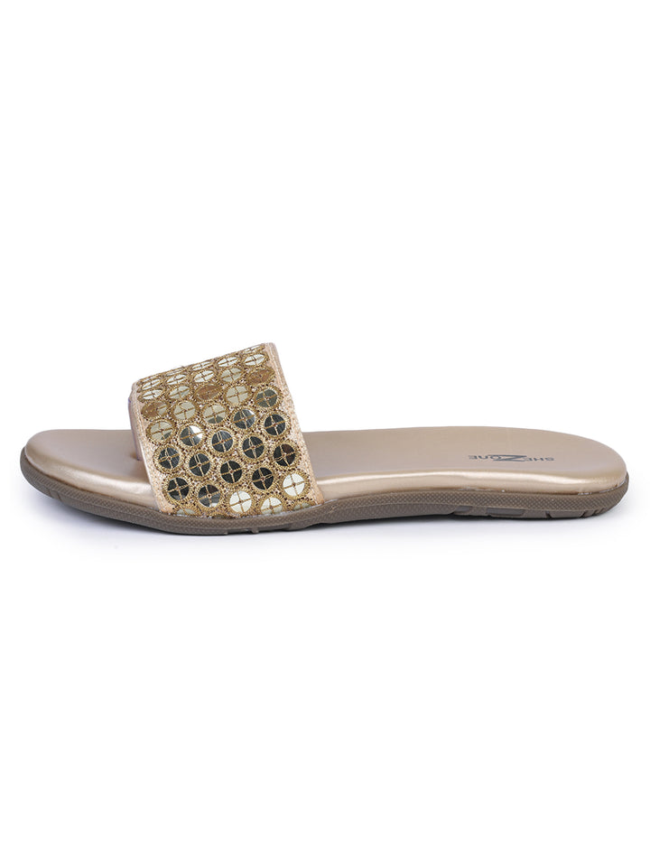Shezone Gold Women Flats