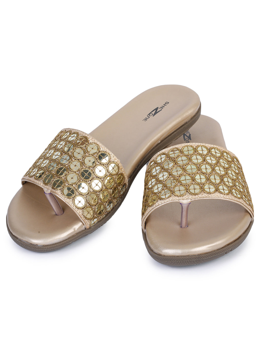 Shezone Gold Women Flats