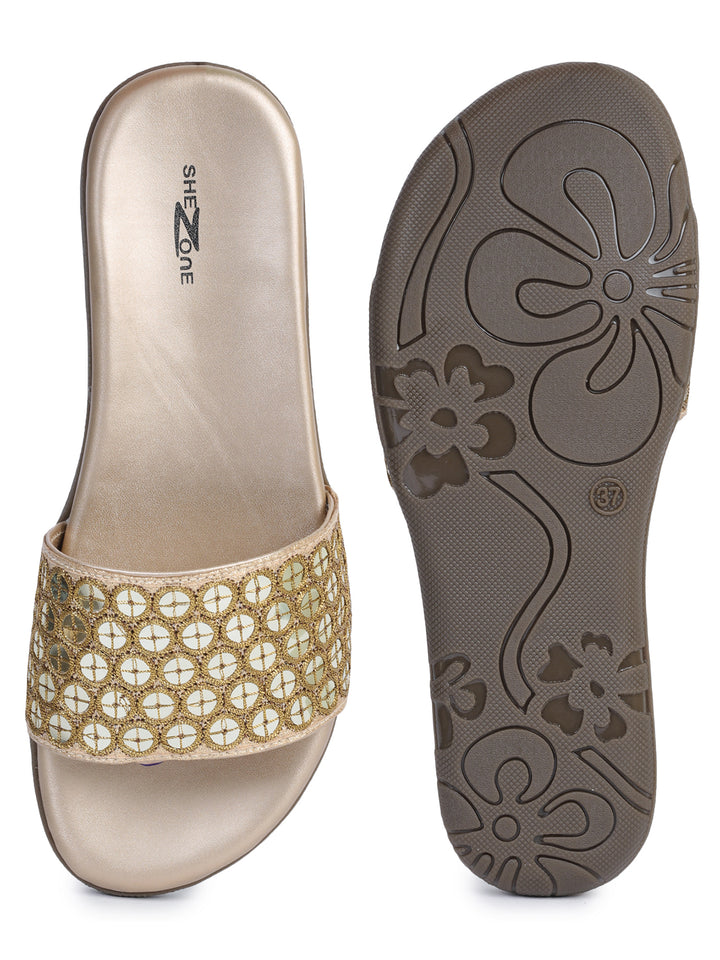 Shezone Gold Women Flats