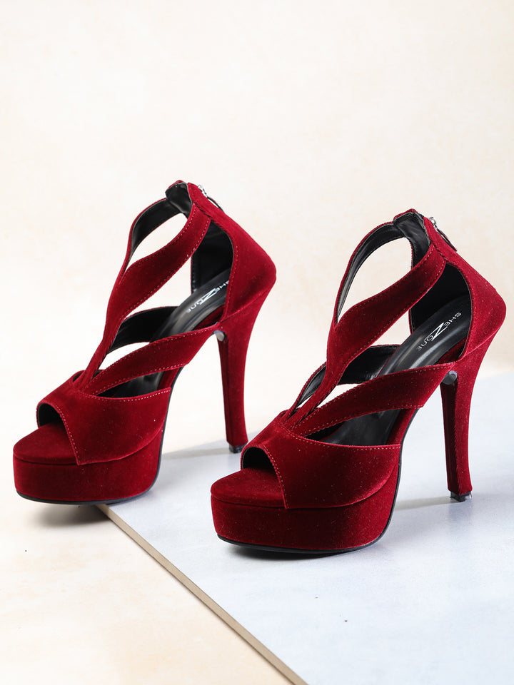Shezone Women Maroon Heels