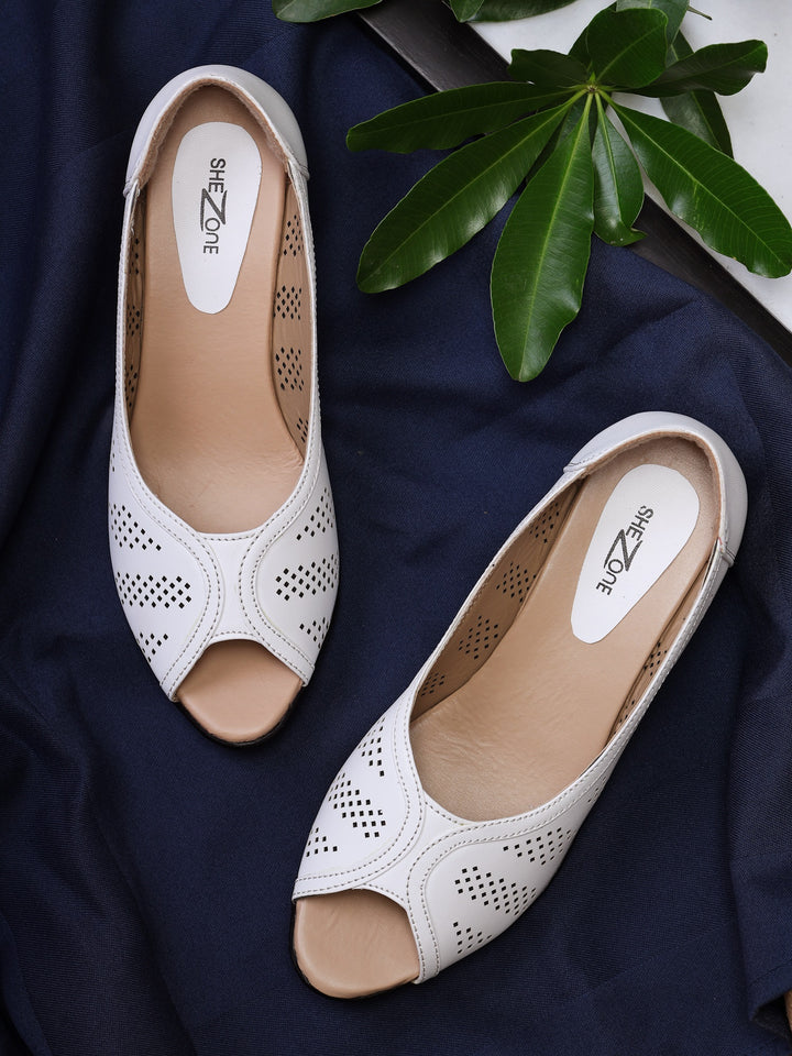 Shezone White Women Heels