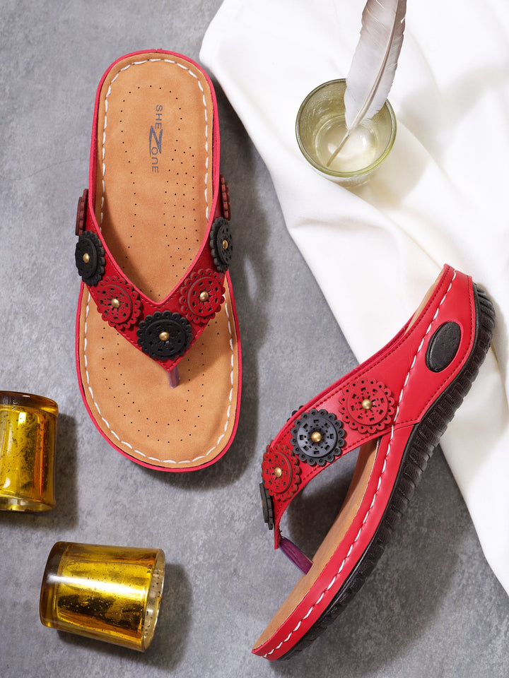 Shezone Red Women Flats