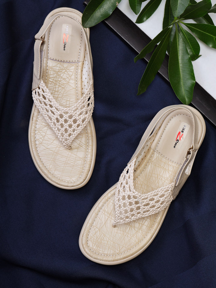 Shezone Cream Women Flats