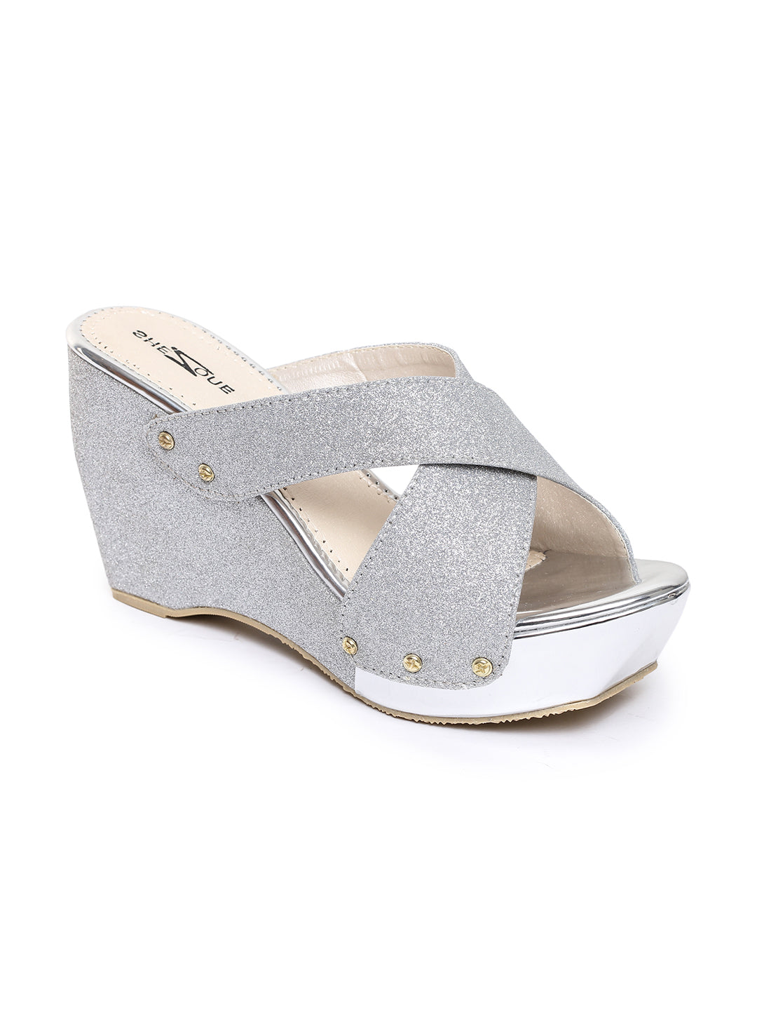 Shezone Silver Women Heels