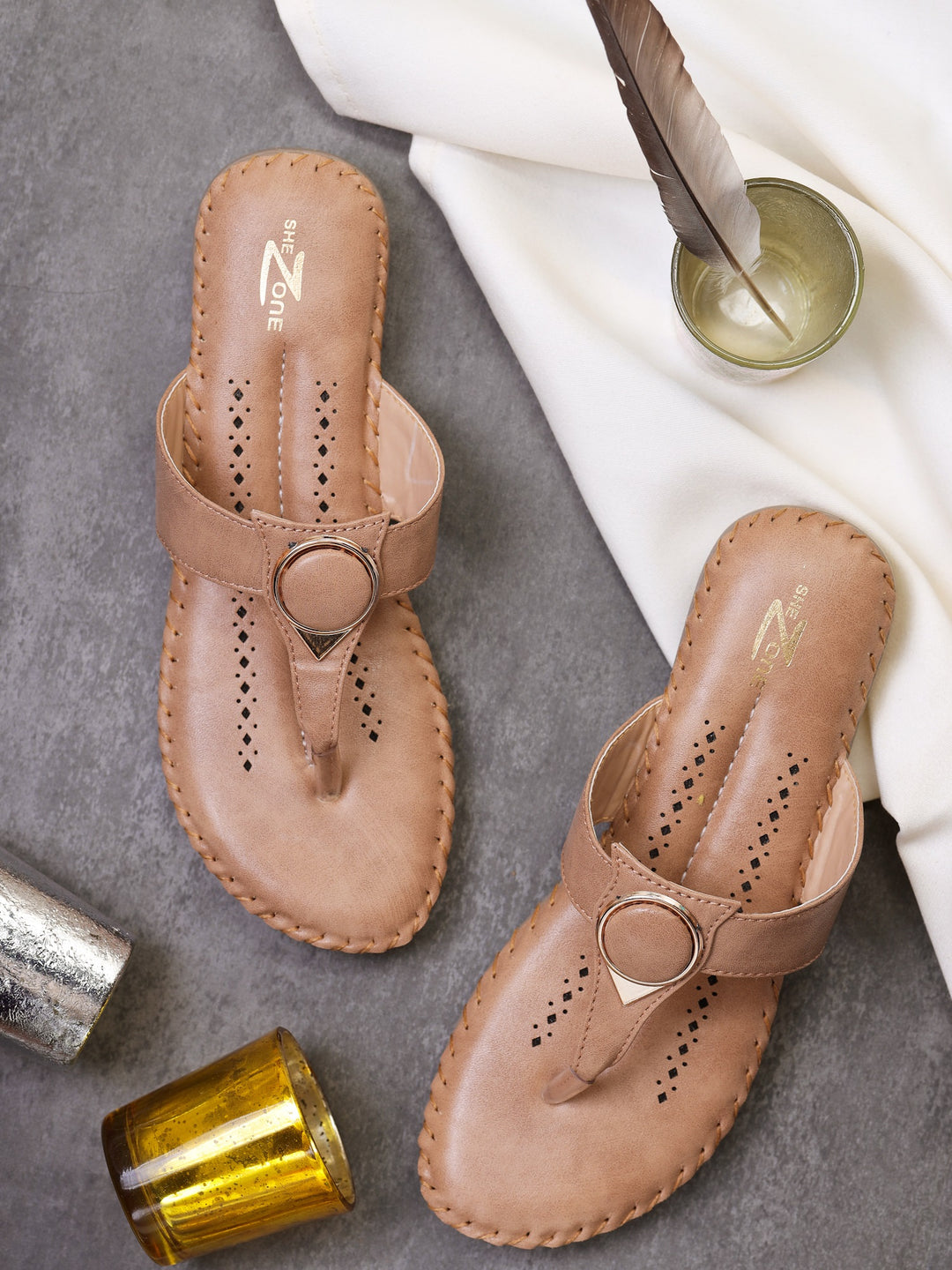 Shezone Beige Women Flats