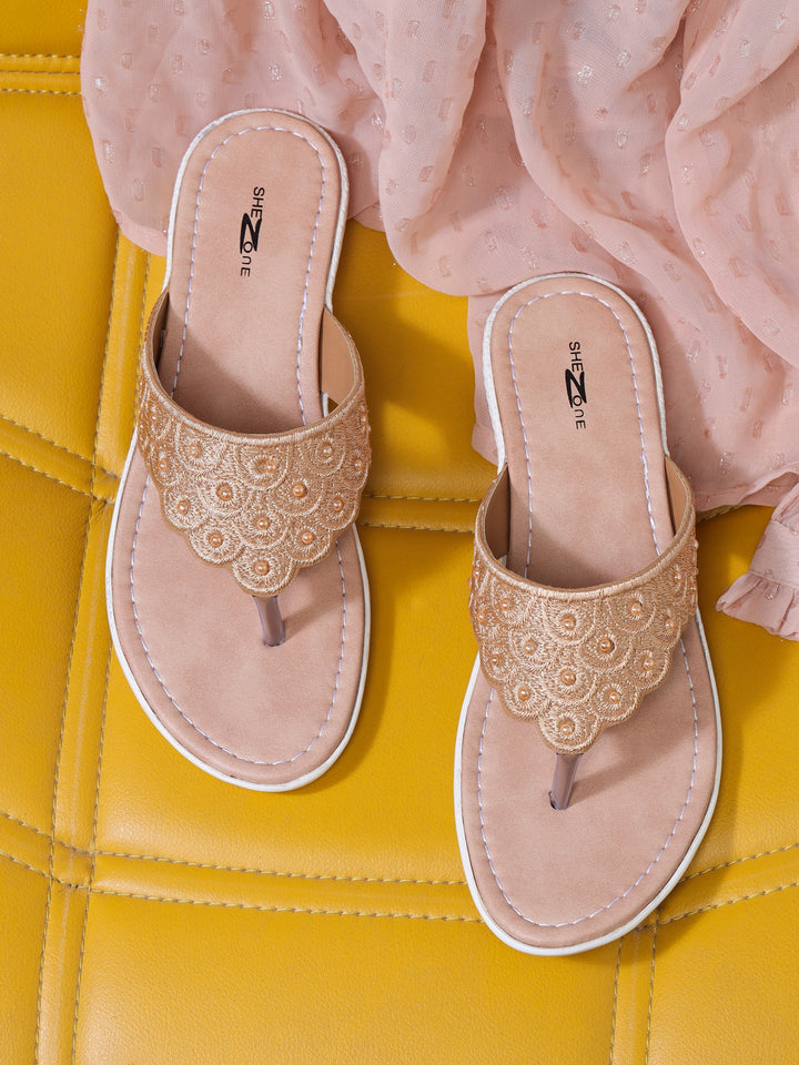 Shezone Women Beige Flats