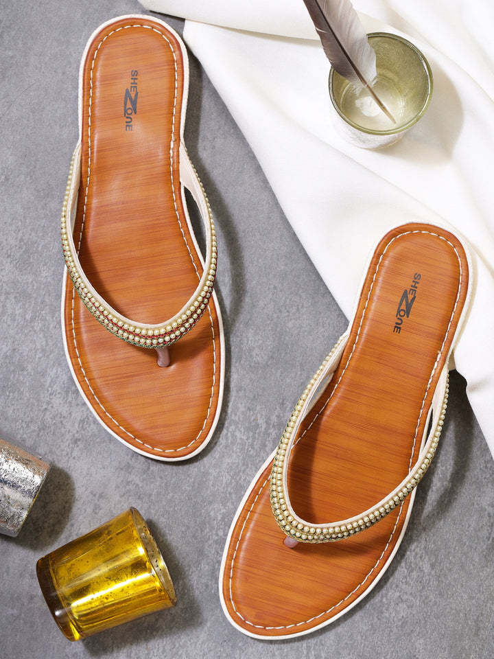 Shezone Women Cream Flats