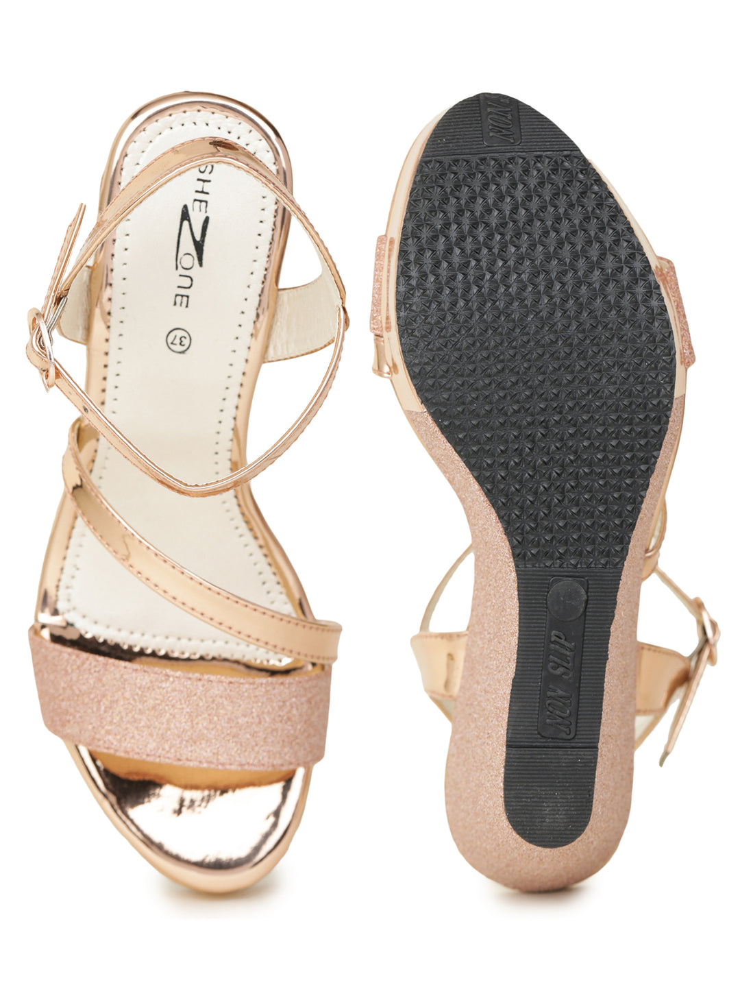 Shezone Rose Gold Women Heels