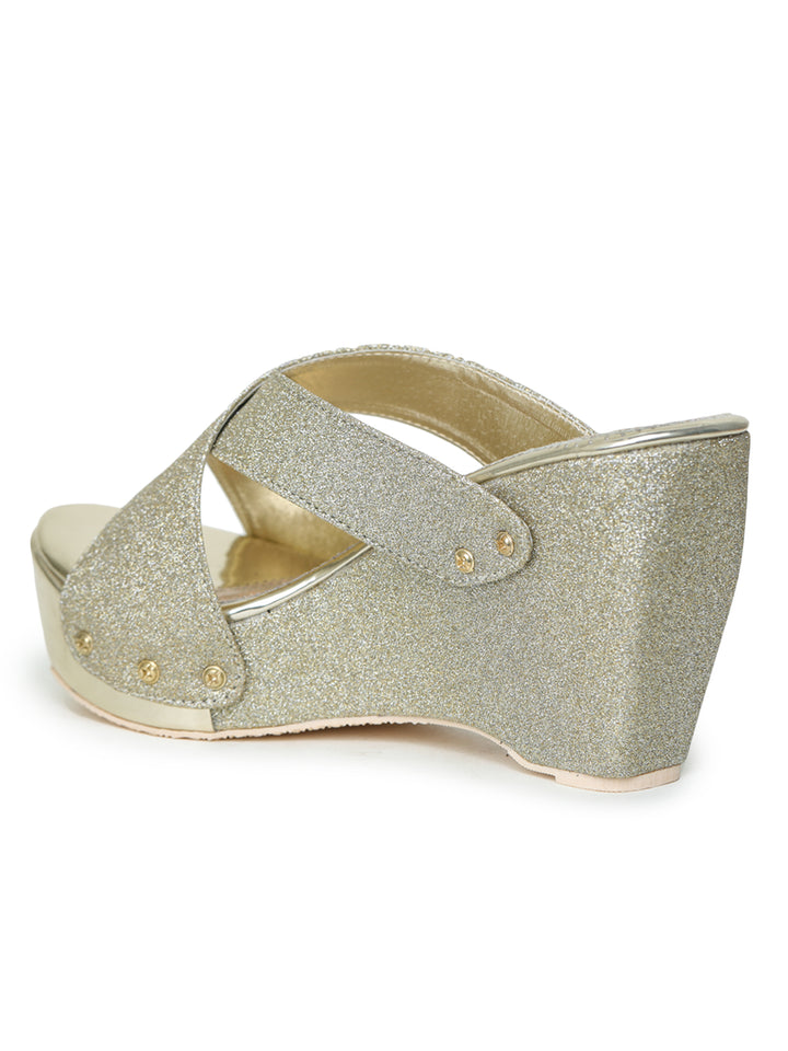 Shezone Golden Women Heels