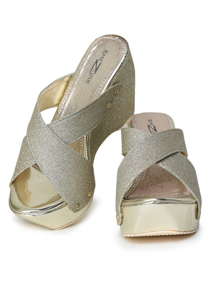 Shezone Golden Women Heels