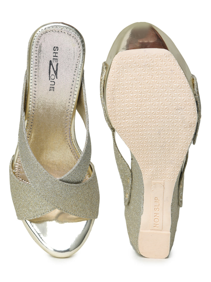 Shezone Golden Women Heels