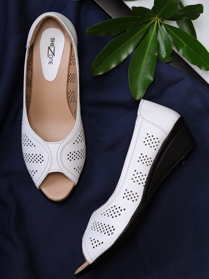 Shezone White Women Heels