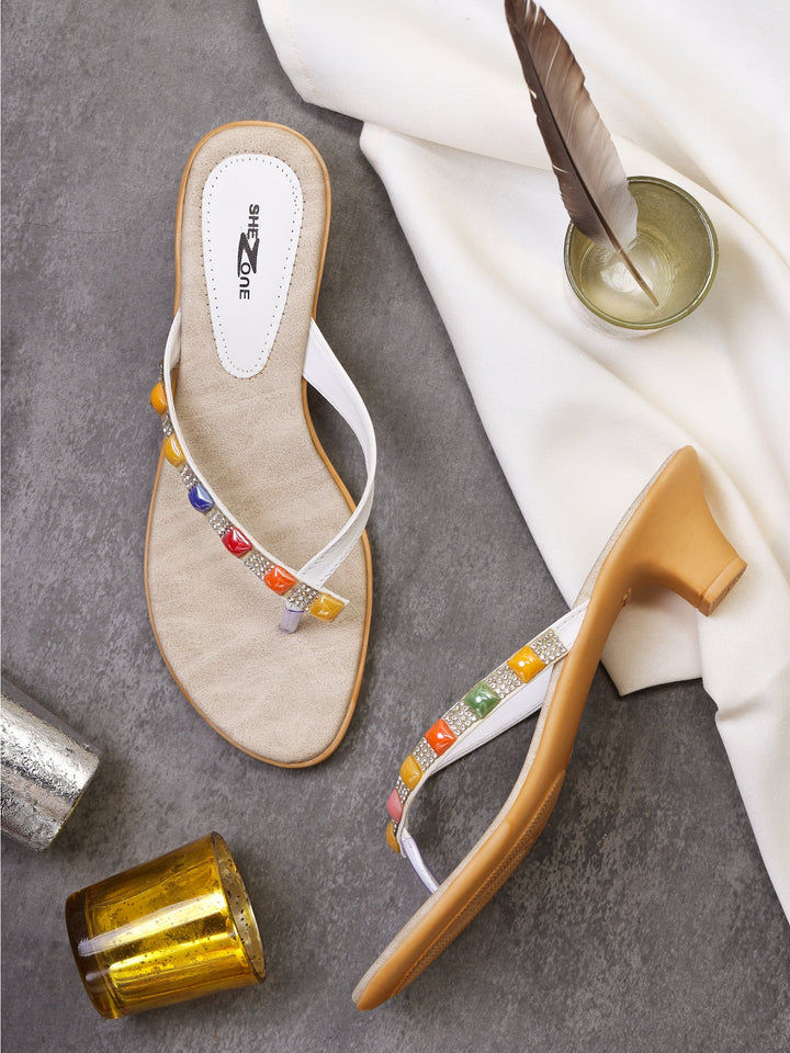 Shezone White Women Heels